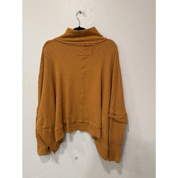 WE THE FREE PEOPLE Women’s Orange MOON DAISY Top Mock Neck Ribbed Long Sleeve Sm - Picture 4 of 8
